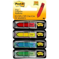Post-it® Message Flags - 30 x Yellow, 30 x Blue, 30 x Red, 30