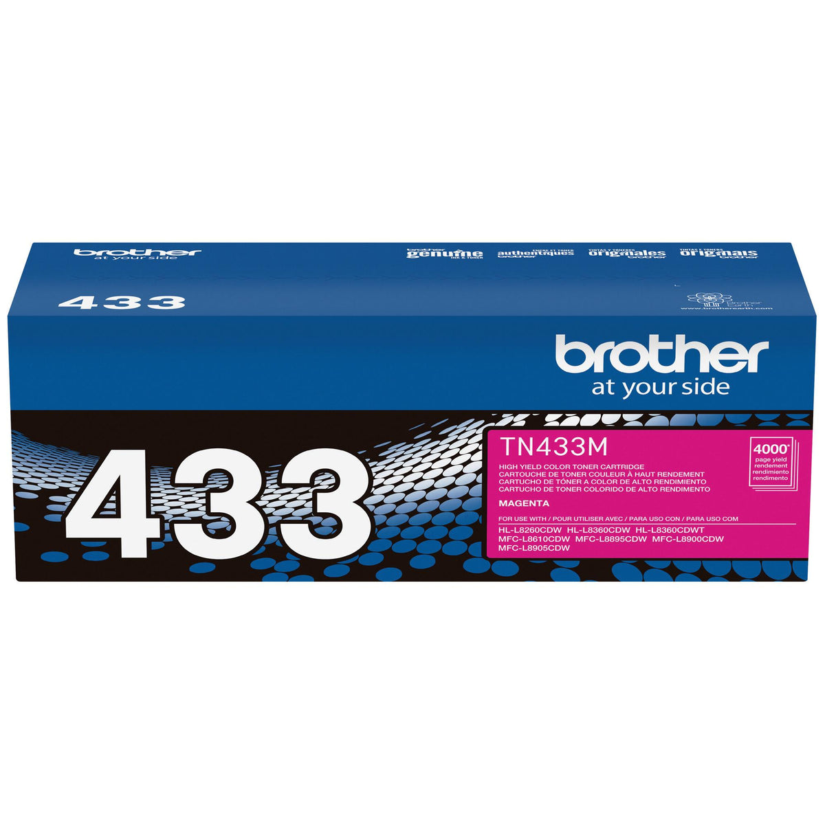 Brother TN433M Magenta Toner Cartridge, High Yield (TN433M)