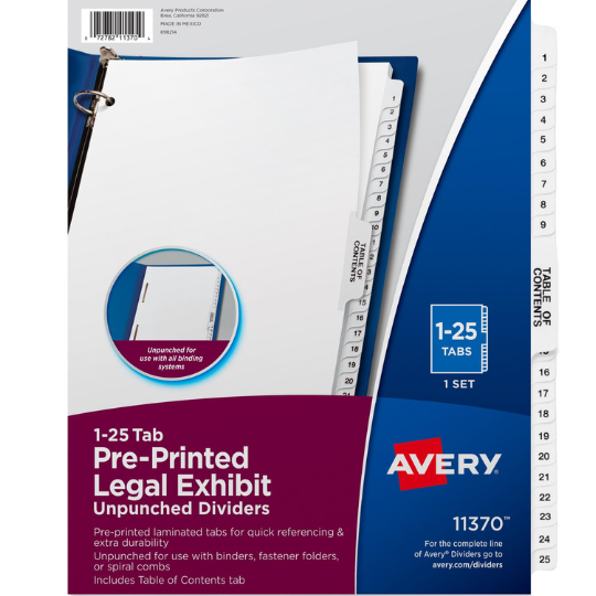 Avery Premium Collated 1-25 Tab Dividers