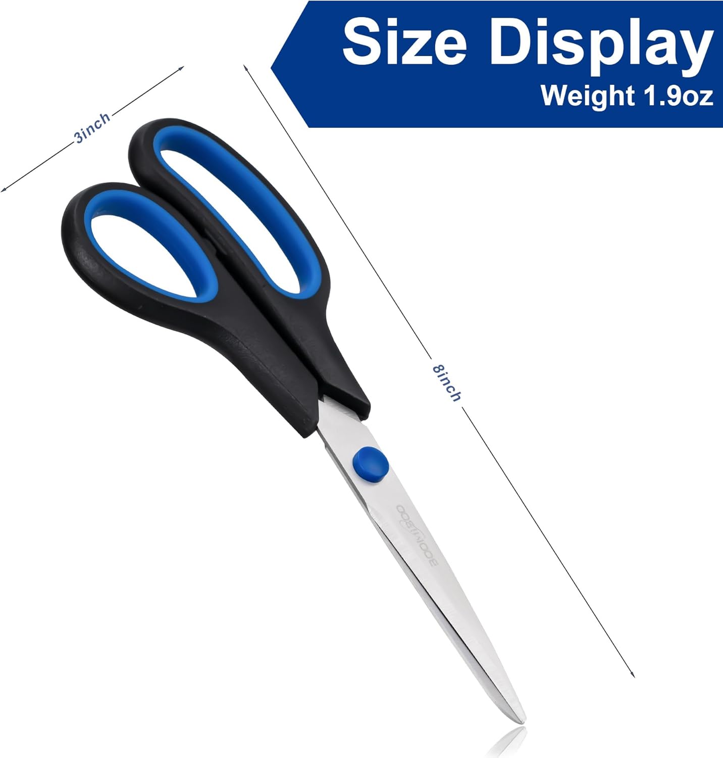 Scissors, BOOMIBOO 8" All Purpose 6 Pack - Comfort-Grip Scissors for Office Desk