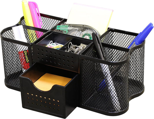 DecoBrothers Desk Organizers Pencil/Pen Holder Caddy Storage Accessories for Office, Black
