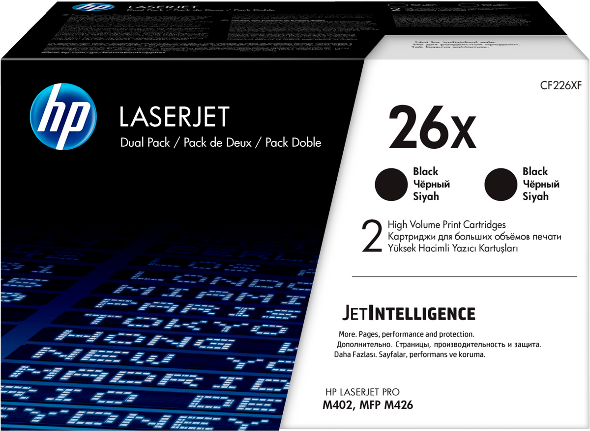 HP 26X 2-pack High Yield Black Original LaserJet Toner Cartridges (CF226XD)