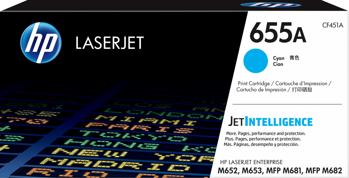 HP 655A Cyan Original LaserJet Toner Cartridge (CF451A)
