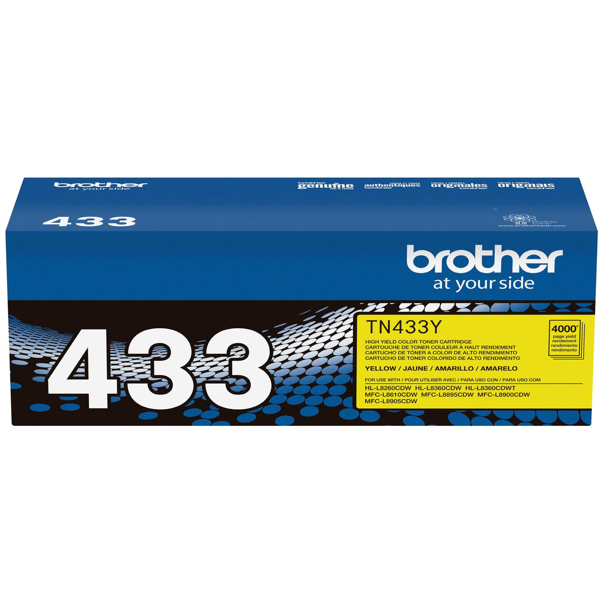 Brother TN433Y Yellow Toner Cartridge, High Yield (TN433Y)
