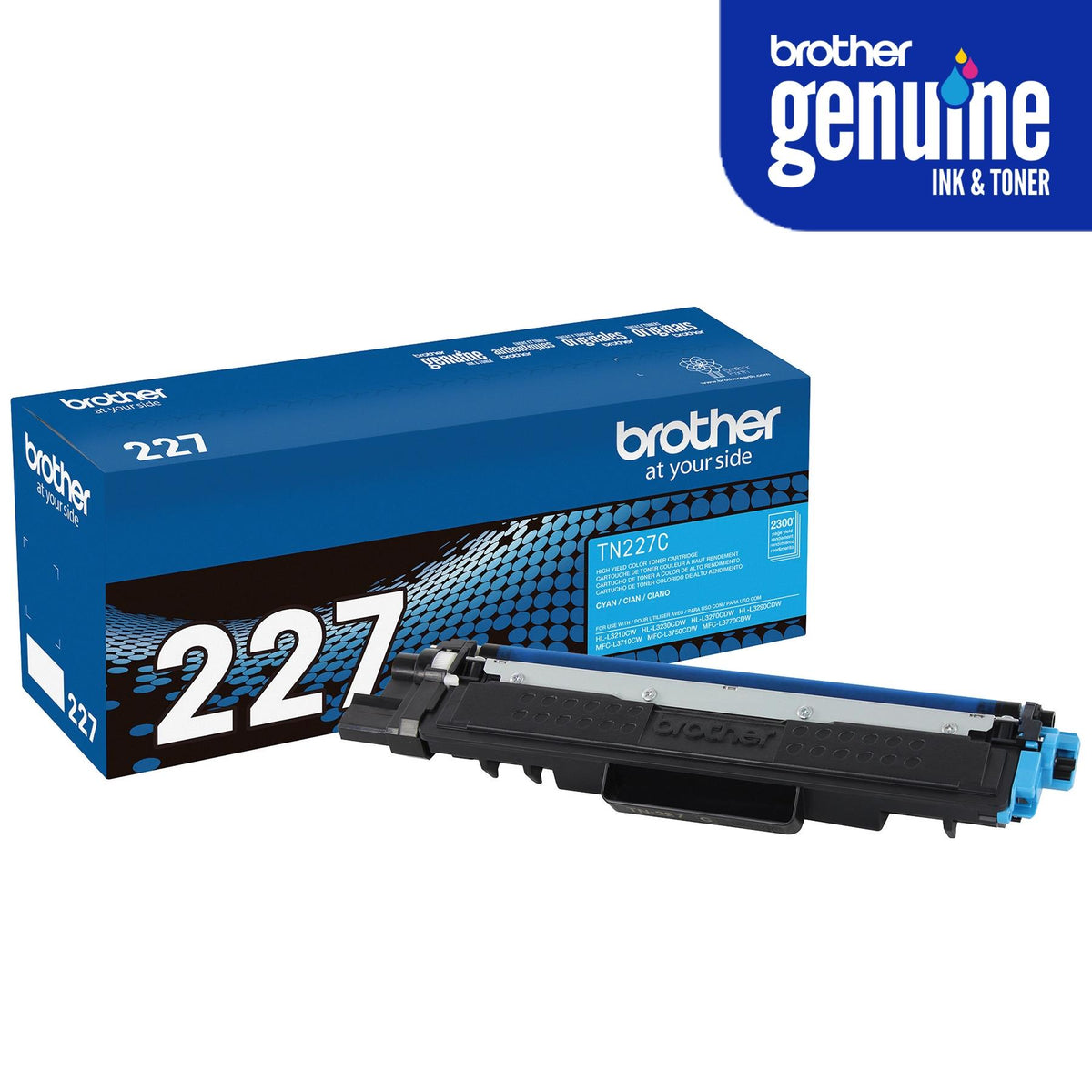 Brother Genuine TN-227C High Yield Cyan Toner Cartridge (TN227C)